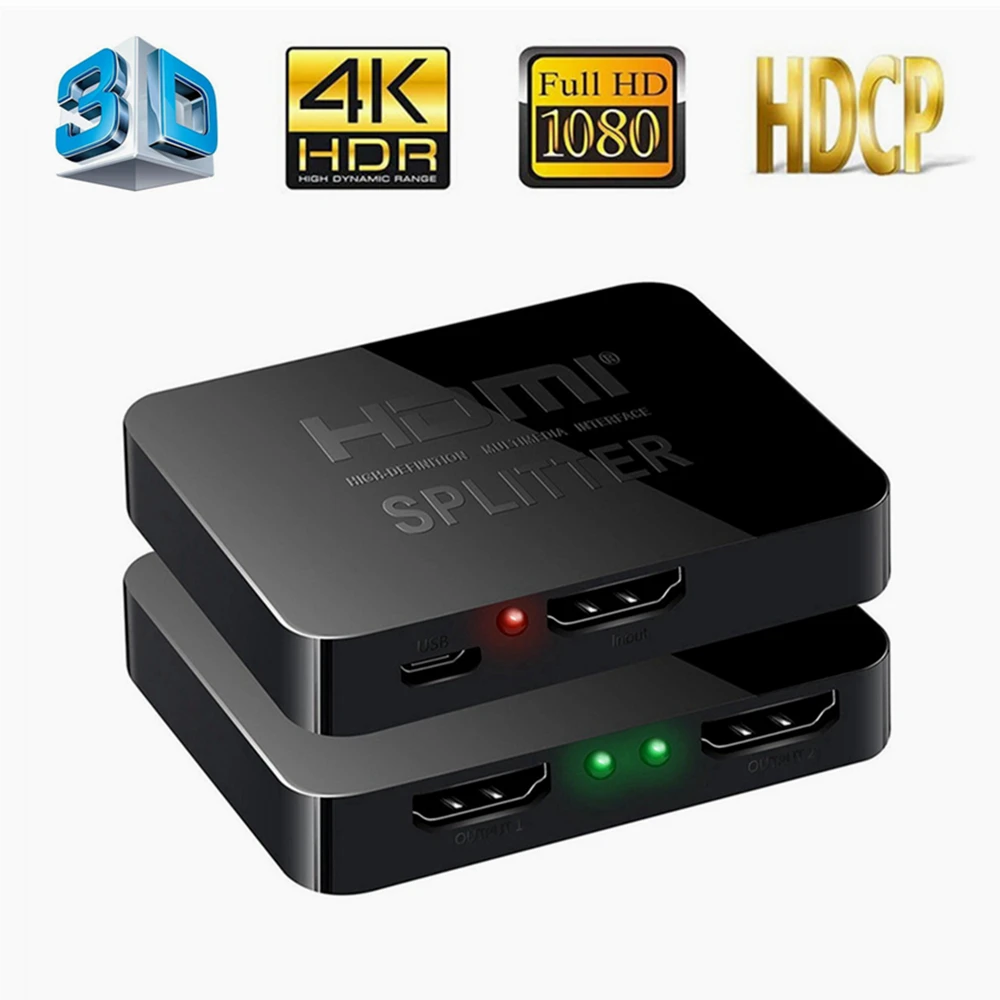 

Ultra HD 4K 3D HDMI Splitter 1 In 2 Out HDCP 1080P HDTV HDMI Switch Switcher Amplifier 1x2 UHD Dual Display 4K*2K Video Adapter