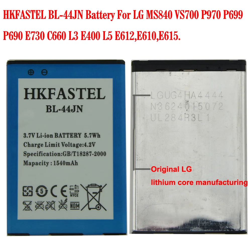 HKFASTEL BL-44JN BL 44JN мобильного телефона Батарея для LG Connect 4G MS840 VS700 P699 P690 P790 E730 C660 L5 E615 E612
