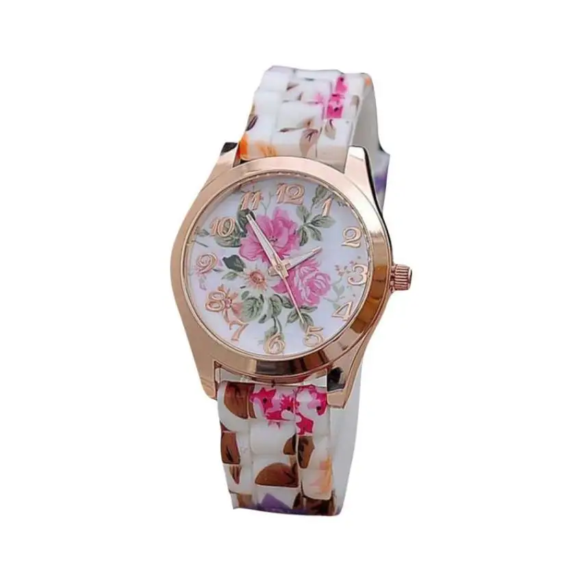 

Timezone #401 Duobla Brand Fashion Wome Watch Silicone Printed Flower Causal Quartz Wrist Watches
