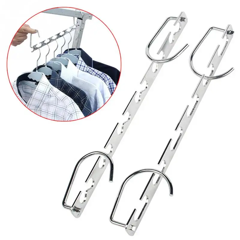 

37cm Multifunction Magic 6 Hole Clothes Closet Organizer hanging Space Saving Metal Hangers with Hook Iron Clothes Drying Rack