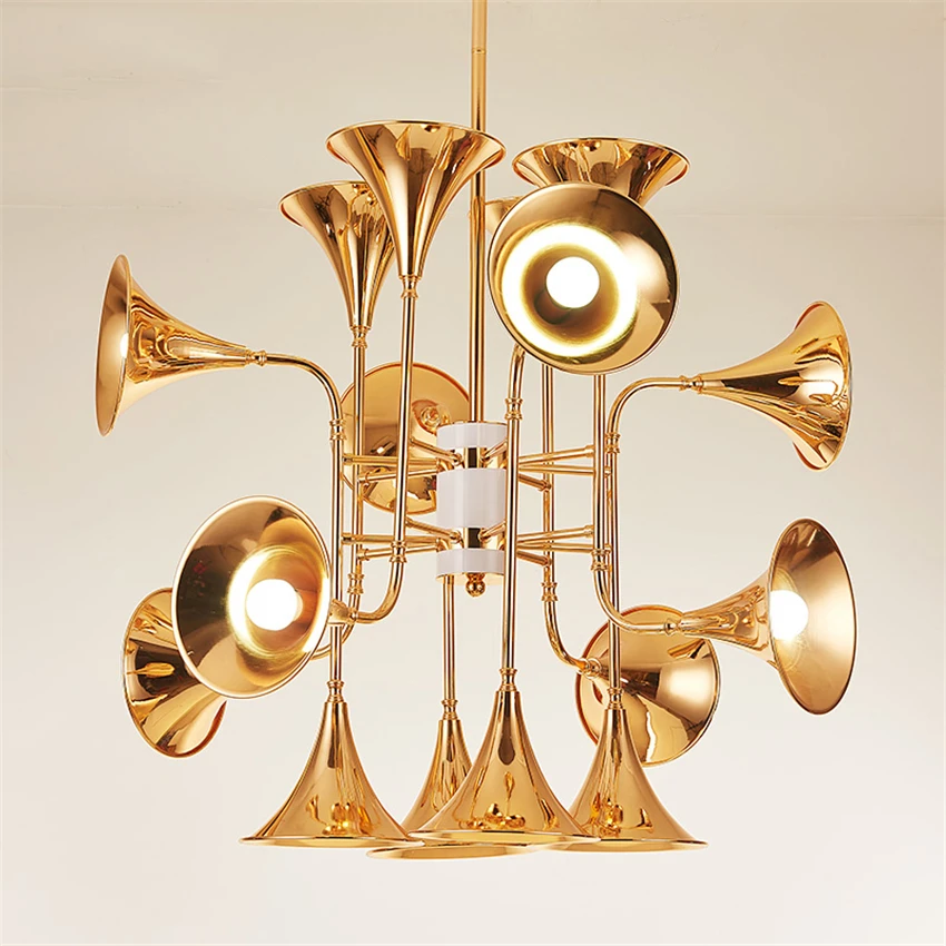 

Modern Horn Iron Loft Gold LED Chandelier Pendant Lamp Bedroom Living Room Study Restaurant Hanging Lighting Fixtures Decoration