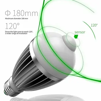 

E27 9W B22 7W Bulb Lamp Professionl Human Body Induction Motion Sensor Light New Trendy Bulb Metal Shell Night Lamp