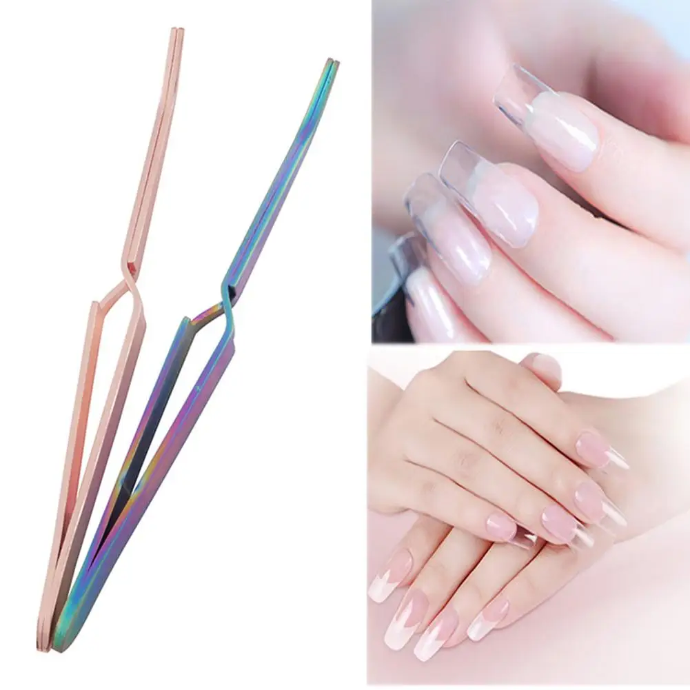 

Stainless Steel Shaped Tweezers X - Type Phototherapy Extended Crystal Nail - Shaped Pliers Shaped Clip Manicure Tools 40P