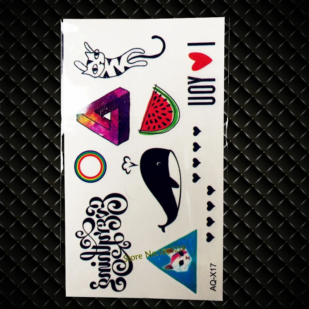 

Cute Whale Temporary Tattoo Cartoon For Kids Toys Cat Lettering Quote Waterproof Fake Flash Tattoo Stickers GAQ-X17 I Love YOU