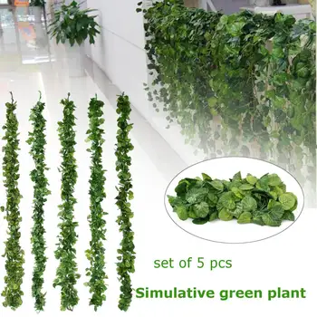 

5pcs Simulative Ground Melon Grape Watermelon Leaf Cane Simulative Vine Green Plant For Wedding Decor Living Room Ornaments Vi