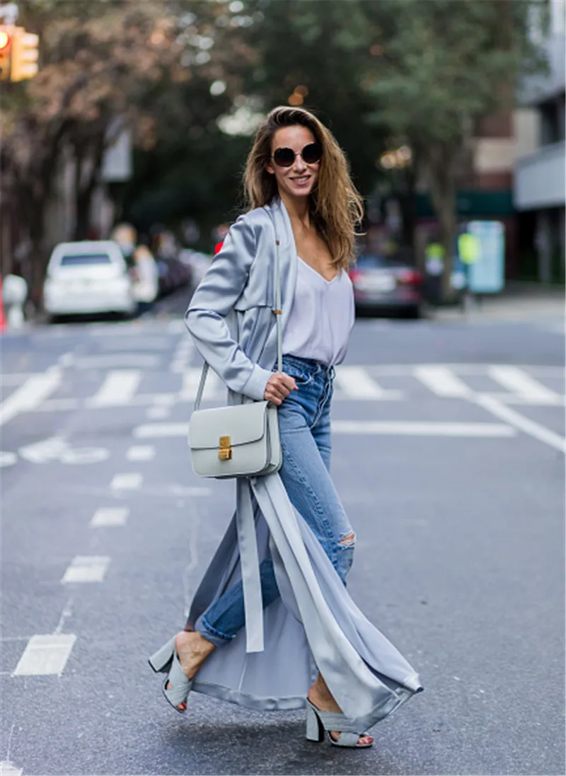Cardigan Taille Coupe Mode Lsysag Manteau Réglable Femme vent 2018 Col À Manches Femmes type Jupe Longues Ceinture Vêtements Trench IqBwO
