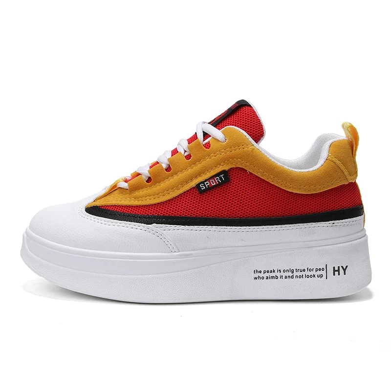 

2018 Spring New Designer WedgesRed Yellow Platform Sneakers Women Vulcanize Shoes Tenis Feminino Casual Female Shoes Woman