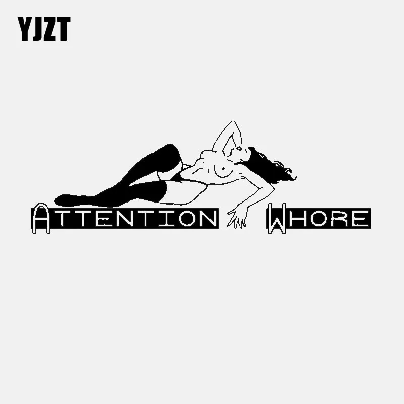 

YJZT 17.2CM*5.7CM Personality Attention Whore Car Sticker Decal Black Silver Vinyl C11-1965