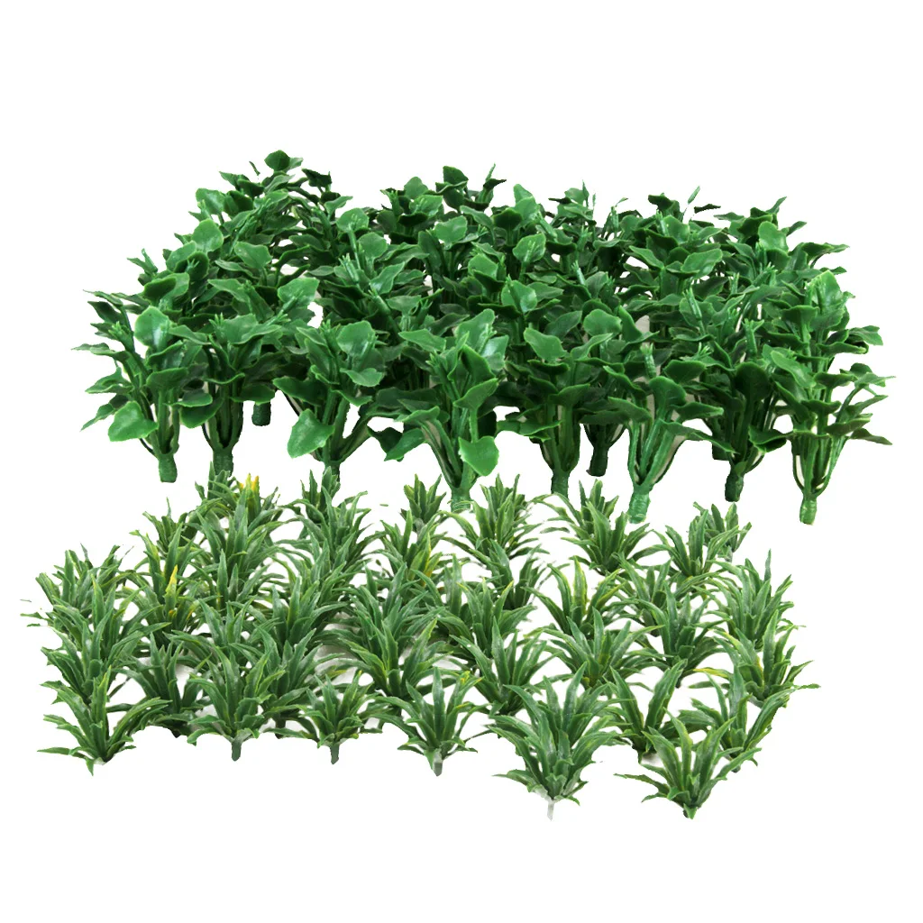 100Pcs Mini Plastic Heart Sword Shape Leaves Grass Model HO Layout Diorama Architecture