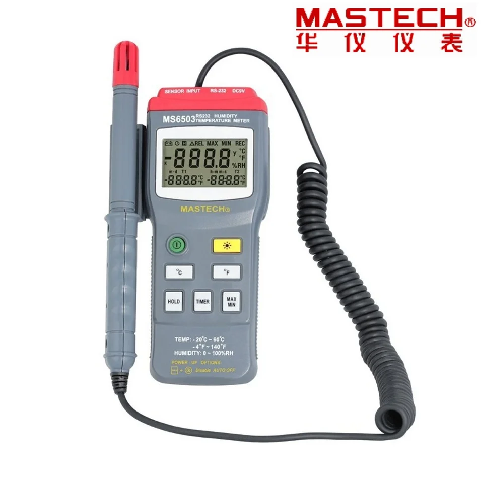 

2017 New Digital Thermo Hygrometer Thermometers Temperature Humidity Meter Tester W Timer & Rs232 Interface Mastech Ms6503