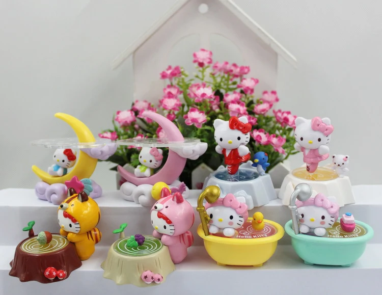 Новинка, ПВХ, для повседневной жизни, для ванной, луна, hello kitty, фигурка, милый аниме, сборная игрушка, детский подарок на день рождения, Рождество, полный набор, 8 стилей