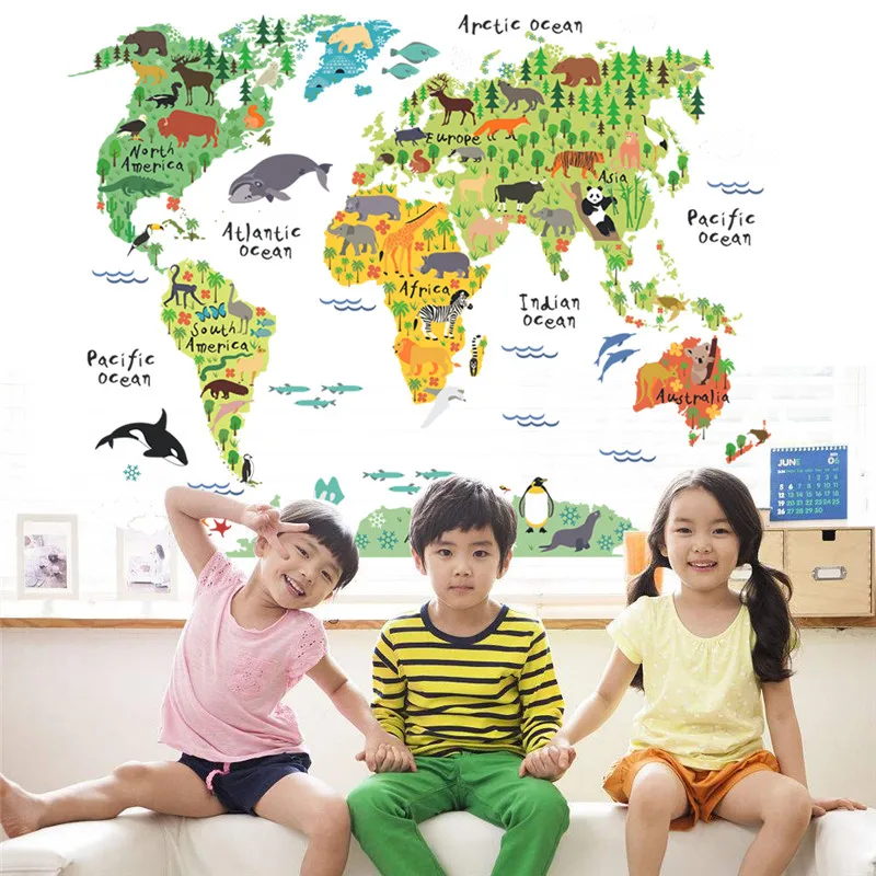 

Forest world map wall stickers living room Children Bedroom Office home decoration wall decal mural art wall art
