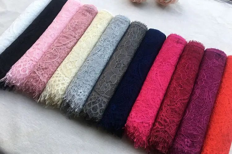 

GLACE 9M/Lot 12colours unilateral mesh lace flower eyelashes cloth wedding dress home bedding decorative splicing material TX393