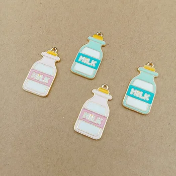 

10pcs 13x25mm enamel milk bottle charm for jewelry making and crafting fashion earring charms zinc alloy