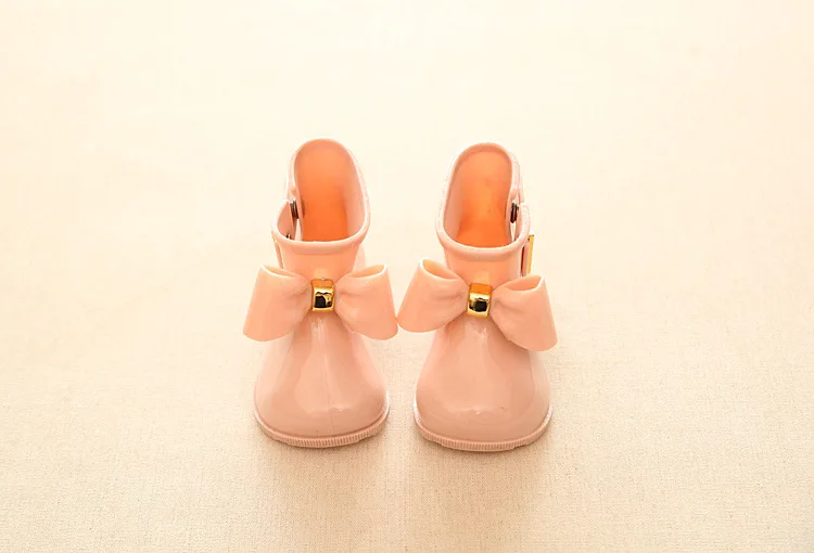Детские резиновые сапоги; детские резиновые сапоги для мальчиков и девочек; детская прозрачная обувь; непромокаемая обувь; SH120 - Цвет: pink bow