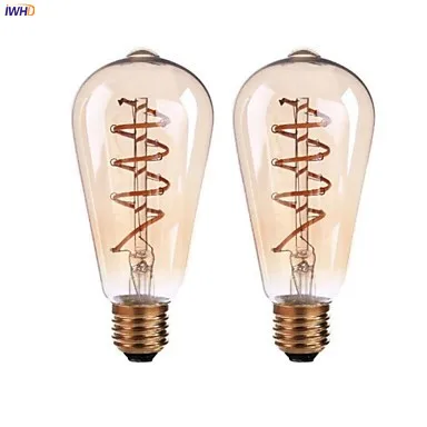 

IWHD LED Filament Lamp Edison Bulb E27 4W A19 ST64 G80 Bomoillas Retro Lamp Light Bulbs Gloeilamp Vintage Industrial Decoration