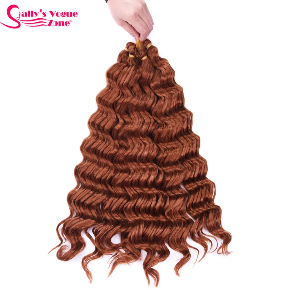 Sallyhair High Temperature Synthetic Deep Wave Twist Crochet Braids Black Color Bulk Hair Extension  (16)