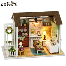 CUTEBEE Doll House Miniature DIY Dollhouse With Furnitures Wooden House Toys For Children Gift Happy Times Z008