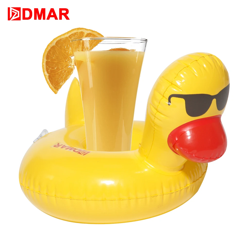 

DMAR 3pcs Inflatable Yellow Duck Pool Drink Float Toys Cup Holder For Kids Bath Sea Water Beach Party Flamingo Unicorn Coasters