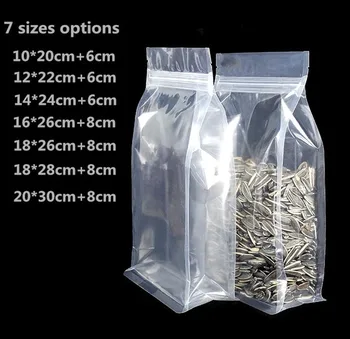 

50pcs/lot- 7 sizes options Clear Transparent Plastic Packing Bags ziplock Stand Up Pouch for Coffee Tea Food Party Gift Bags
