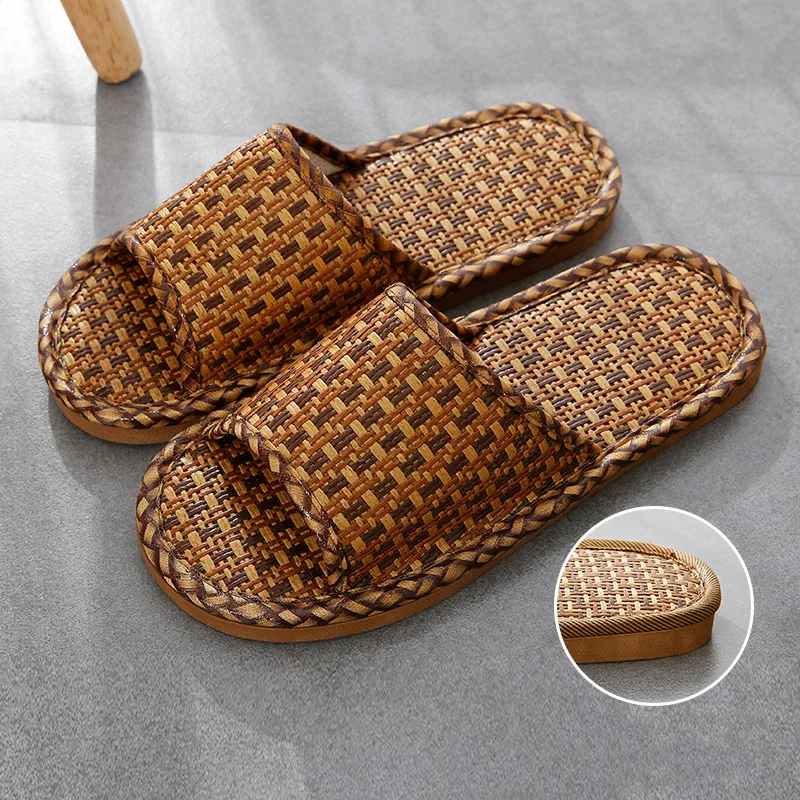 

men's and women's indoor home Home slippers summer straw bamboo rattan linen non-slip summer lovers soft bottom Yasilaiya Basic