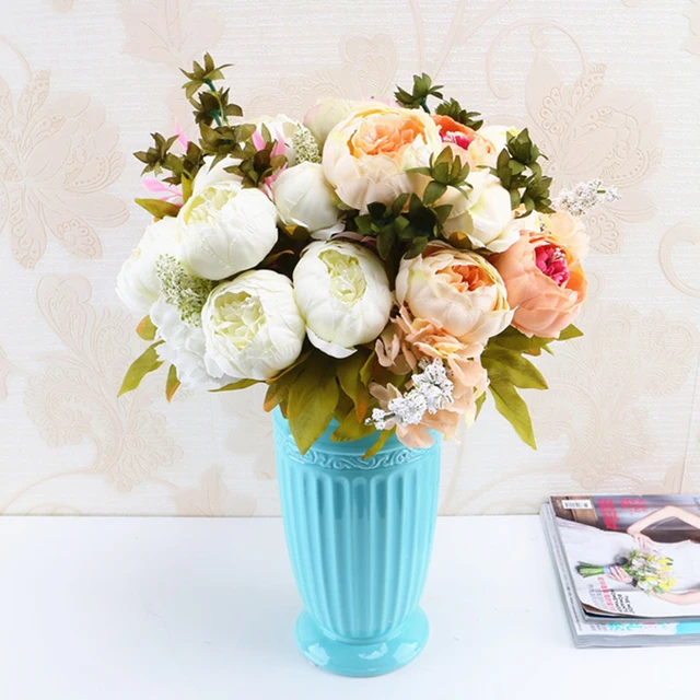 13 Branches Small Fresh Artificial Silk Peony Bouquets Flowers 13 Branches Small Fresh Artificial Silk Peony Bouquets Flowers For Wedding Party Office Hotel Home