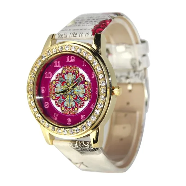 Quartz Watch Women Fashion Buddha Pattern Diamond Dial Watches Men Faux Leather Quartz Watch Women Fashion Buddha Pattern Diamond Dial Watches Men Faux Leather