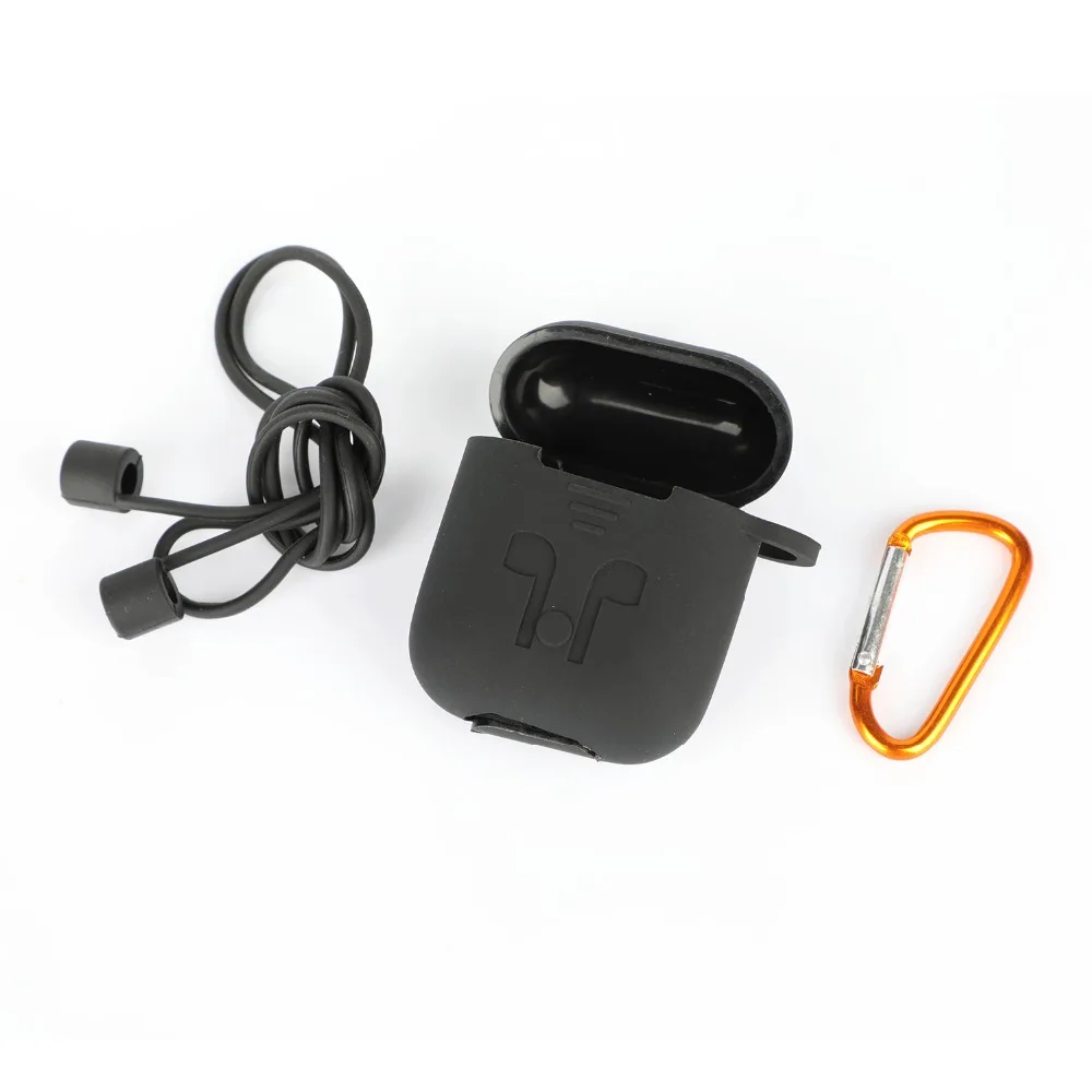 

Silicone Earphone Case For Apple AirPods ShockProof Protective Sleeve Skin Cover With Anti-Lost Strap For AirPods Wholesale