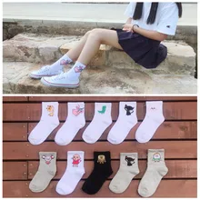 Женские носки в Корейском стиле с забавным мультяшным рисунком, Длинные Носки с рисунком динозавра, кота, собаки, meia, модные милые носки