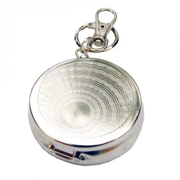 Round Pocket Portable Cigarette Ashtray with Lid Keychain by Stainless Steel DTT88