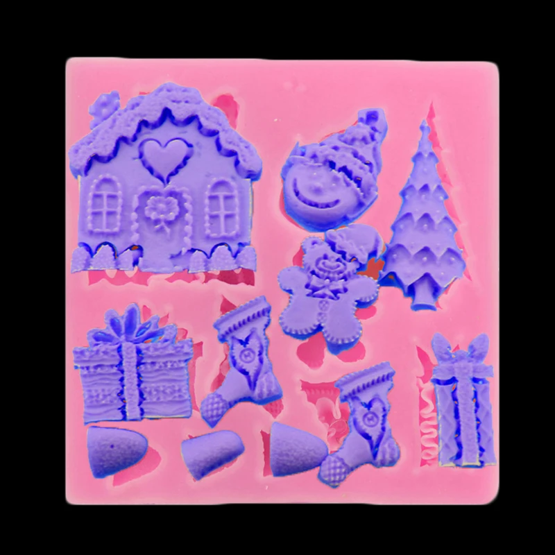 

Diy Christmas Decorations Santa Claus Silicone Molds Candy Chocolate Christmas Gifts Snowman Molds Baking