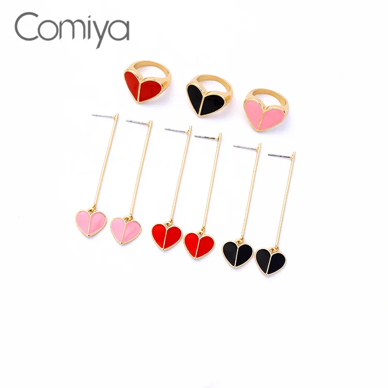 

Comiya Dangle Earring For Women Long Enamel Charms Zinc Alloy OL Lady Heart Pendant Jewelry Pendientes Femme Aretes De Mujer