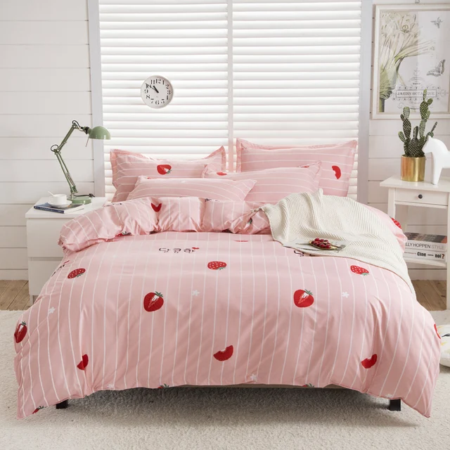 Best Offers Bonenjoy Pink Color Comforter Cover Bedding Sets for Childern Queen Size Bed Sheet Set Strawberry Printed Kids Bedding Bed Linen Best Offers Bonenjoy Pink Color Comforter Cover Bedding Sets for Childern Queen Size Bed Sheet Set Strawberry Printed Kids Bedding Bed Linen