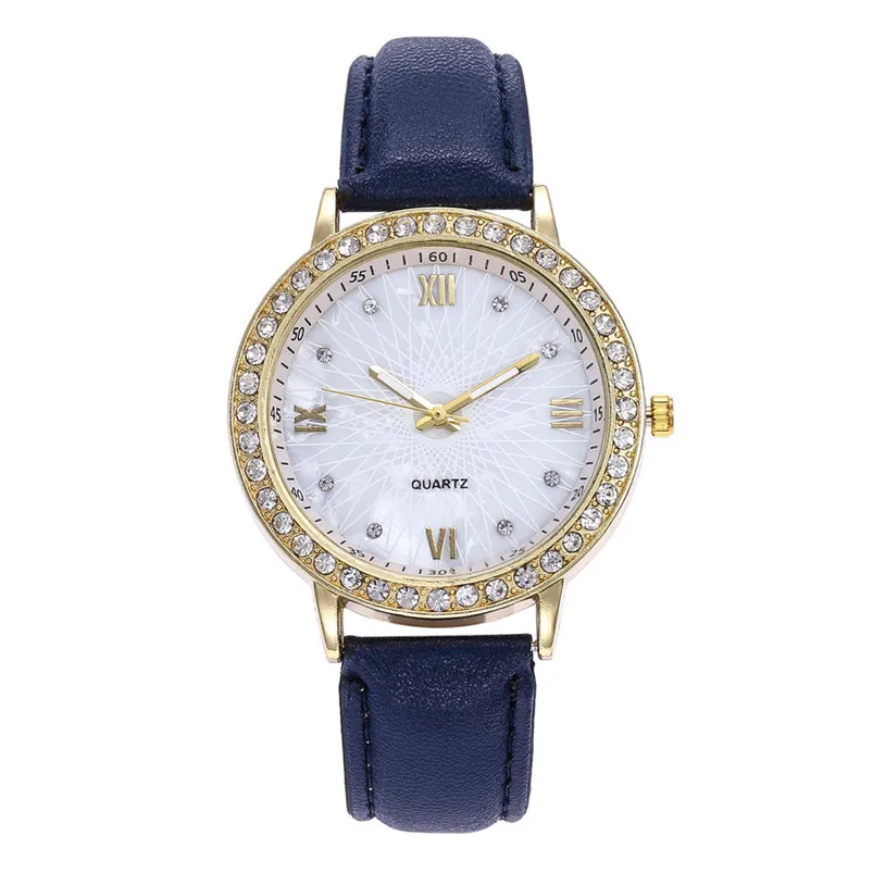 Rhinestone Women Watch Wristwatch Fashion Ladies Dress Leather Stainless Steel Sport Analog Quartz Wrist Watch Reloj mujer D27 (1)