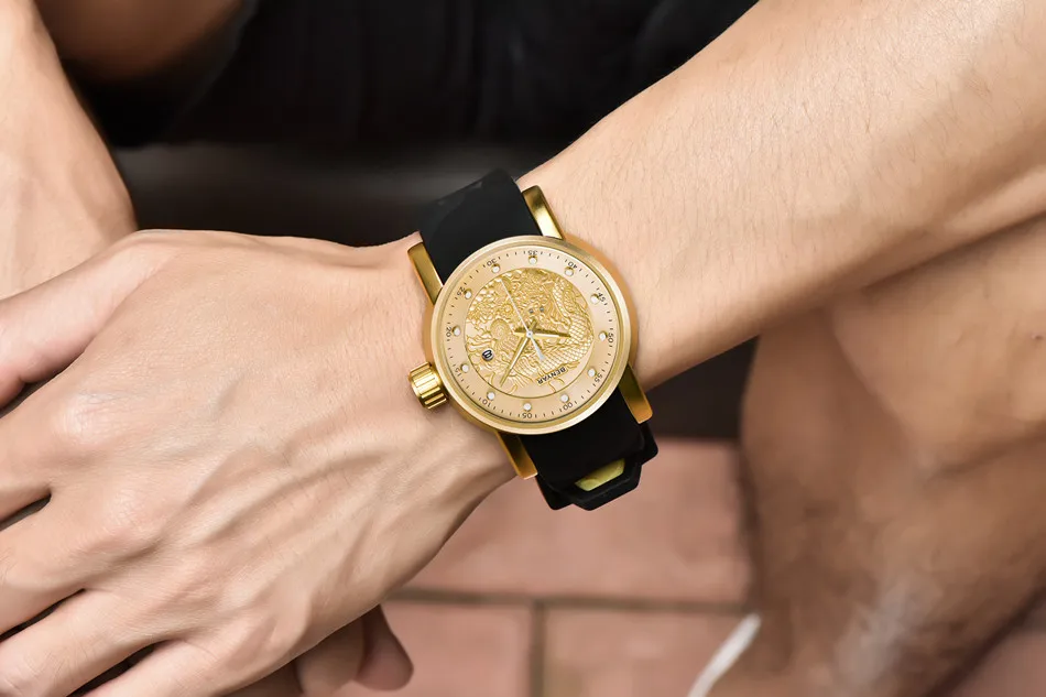 Мужские роскошные золотые наручные часы, мужские фирменные часы, кварцевые мужские часы, водонепроницаемые, модные, деловые, светящиеся, с календарем, мужские часы