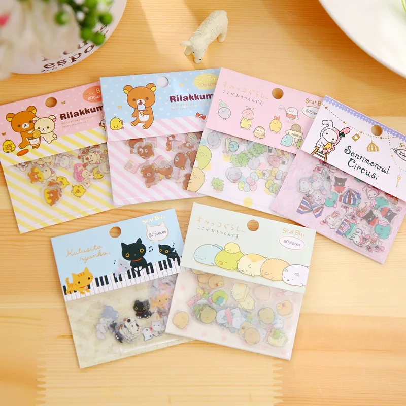 80 pcs /1 set cute korean stationery Stickers Rilakkuma Corner Creature