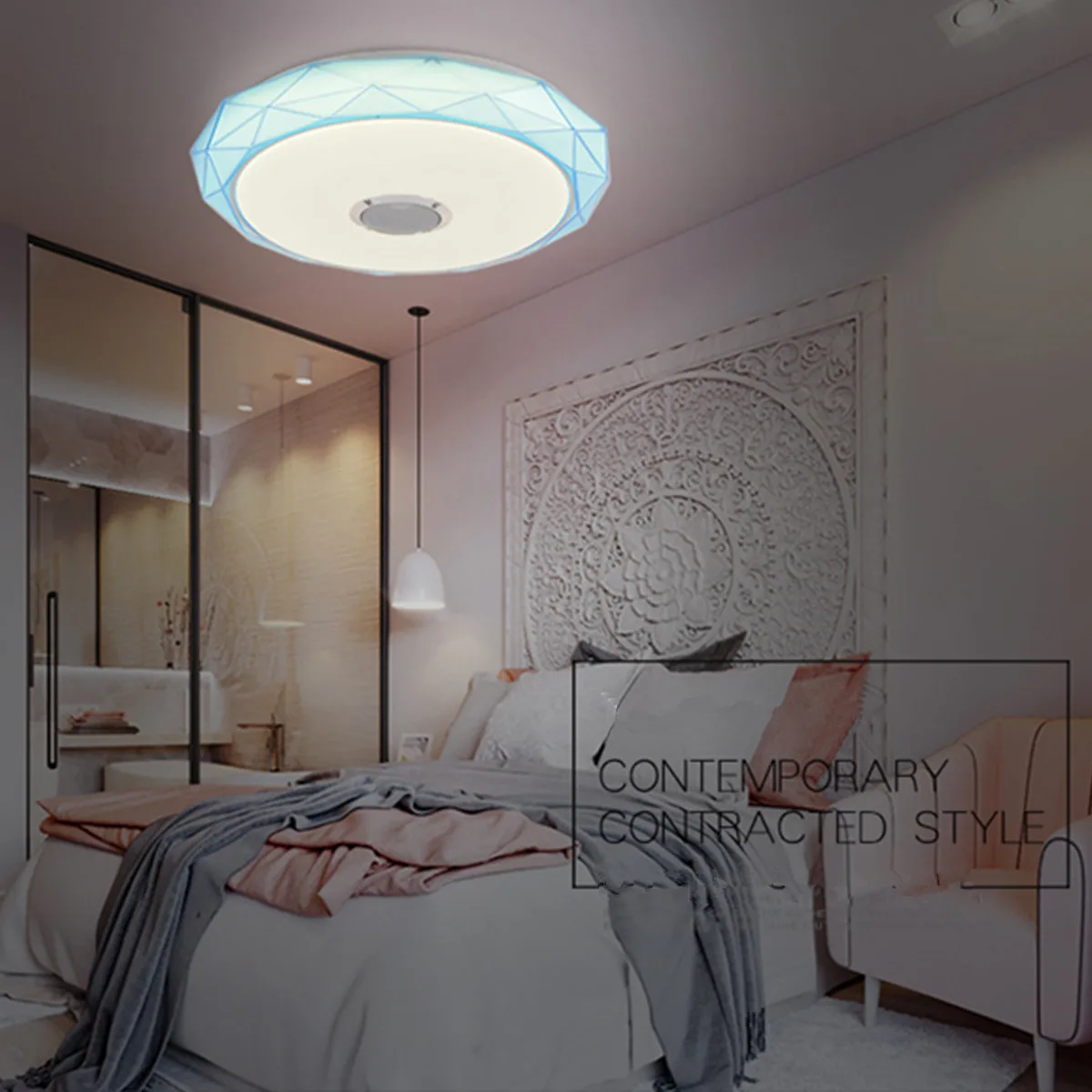 Bluetooth динамик музыкальный светодиодный потолочный светильник s RGB с регулируемой яркостью приложение и настенный переключатель управления потолочный светильник спальня гостиная Светильник