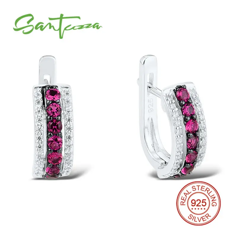 

SANTUZZA Silver Earrings For Women 925 Sterling Silver Stud Earrings Silver 925 with Stones Cubic Zirconia brincos Jewelry