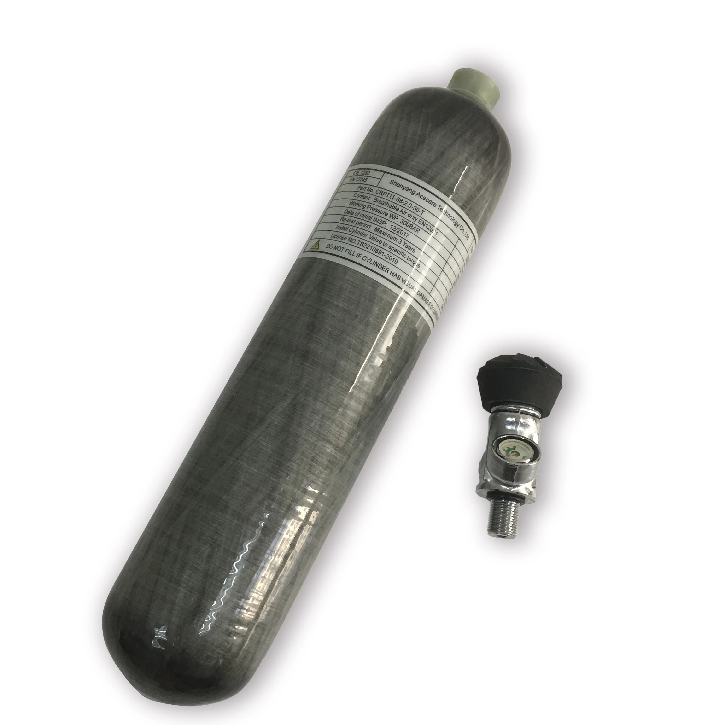 AC10231 2L 4500psi цилиндр из углеродного волокна с клапаном для подводной