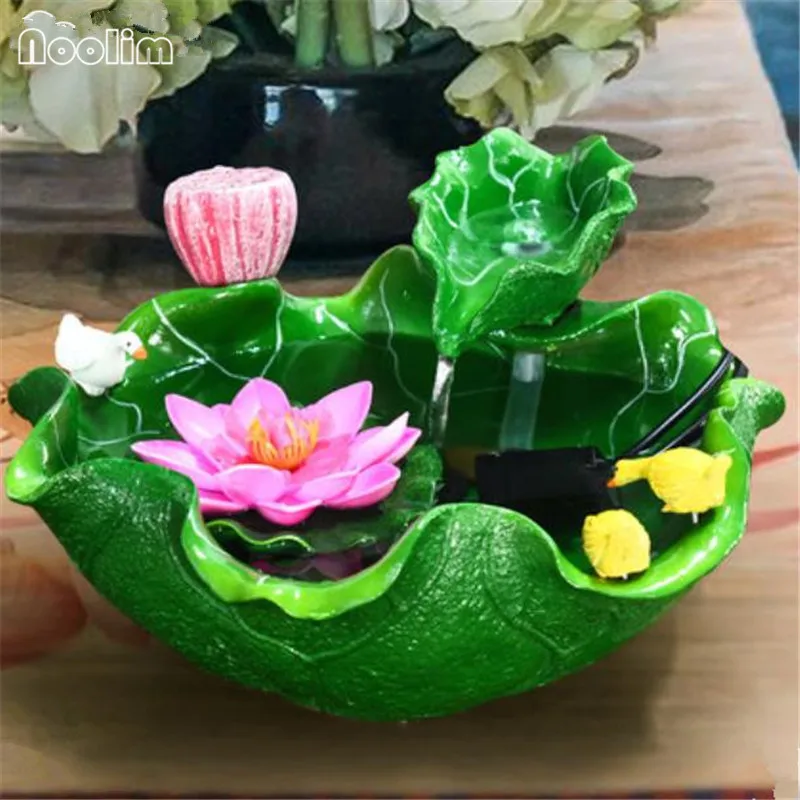 

Resin Lotus Pond Desktop Feng Shui Water Fountain Home Living Room Small Fish Tank Decoration Ornaments