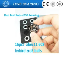 2017 New 16pcs/lot Swiss BSB 608 zz 8X22X7mm ABEC-11 bearing zro2 Balls Skateboard well Bearing Skating hand Spinner 8*22*7mm