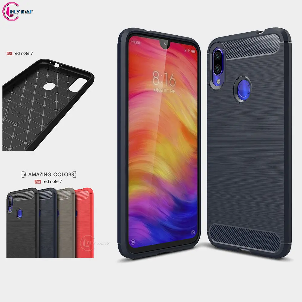 

Silicone Soft Case for Xiaomi Redmi Note 7 TPU Brushed Carbon Fibe Phone Cover for Redmi Note7 M1901F7E M1901F7C Slim Phone Case