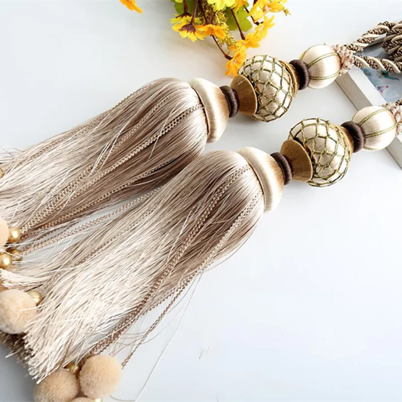 2 шт. помпоны для штор Tiebacks Tassel Fringe веревки Висячие пояса шары пряжки для занавесок застежка для штор завязка спинки аксессуары