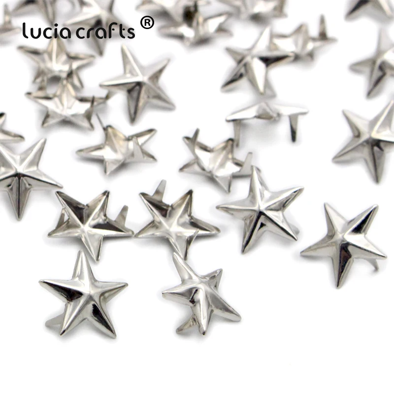 

Lucia crafts 50pcs 15*15mm Apparel Sewing Star Metal Studs DIY Shoes,Bags Leather Belt clothes Garment Rivet Materials G1121