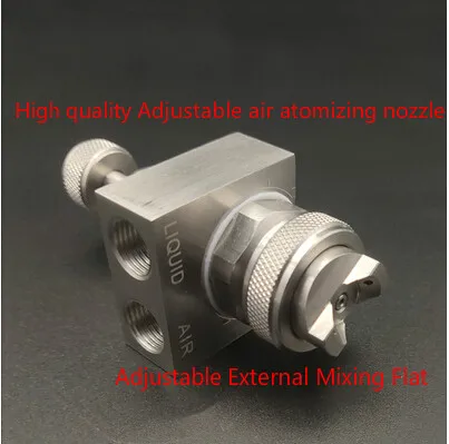 External Mixing Flat Высококачественный 1/4 ''Регулируемый расход SS304 распылитель воздуха, сопло небулайзера, запотевание противотуманное сопло, воздушный двухжидкий сопло - Цвет: External Mixing Flat