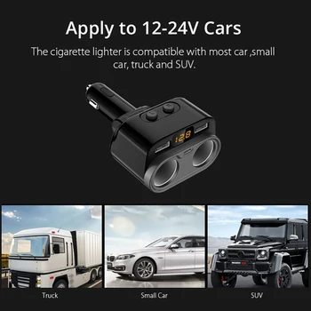 

2-Socket Quick Charge 80W Car Charger Cigarette Lighter Splitter Adapter in Car For Mobile Phone Tablet