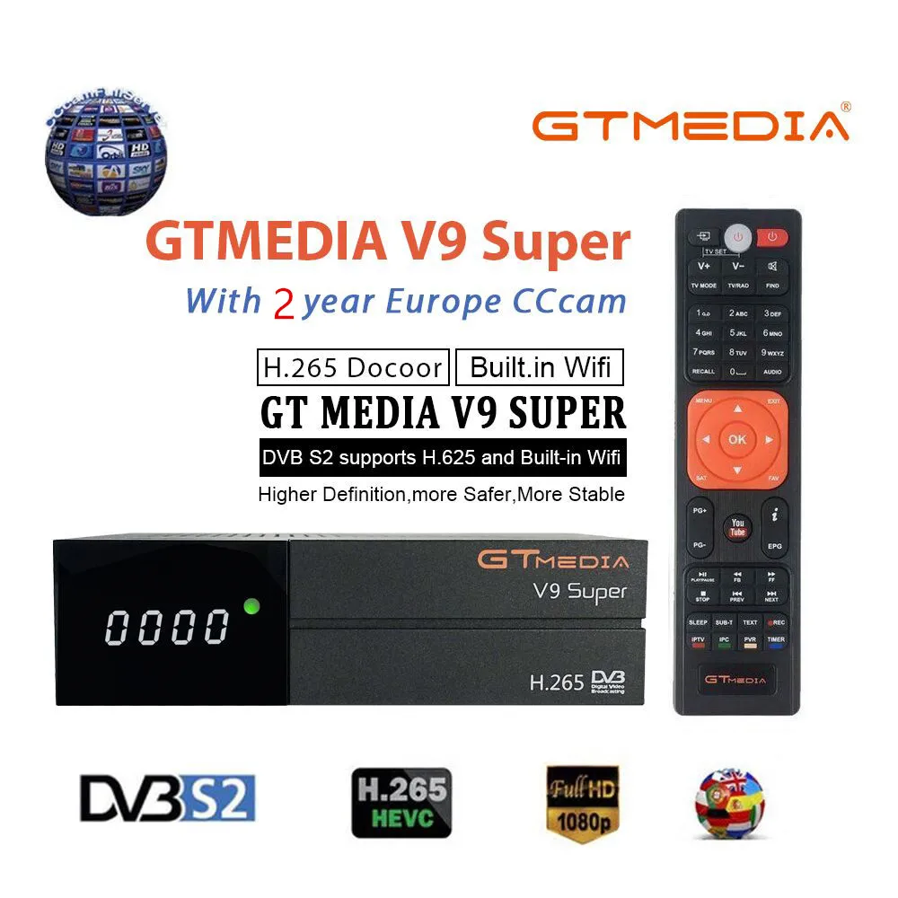 Горячие GTmedia V9 Супер Спутниковый ресивер freesat V9 супер DVB-S2 обновлен GTmedia V8 Nova с CCcam Клайн на 2 года Испания