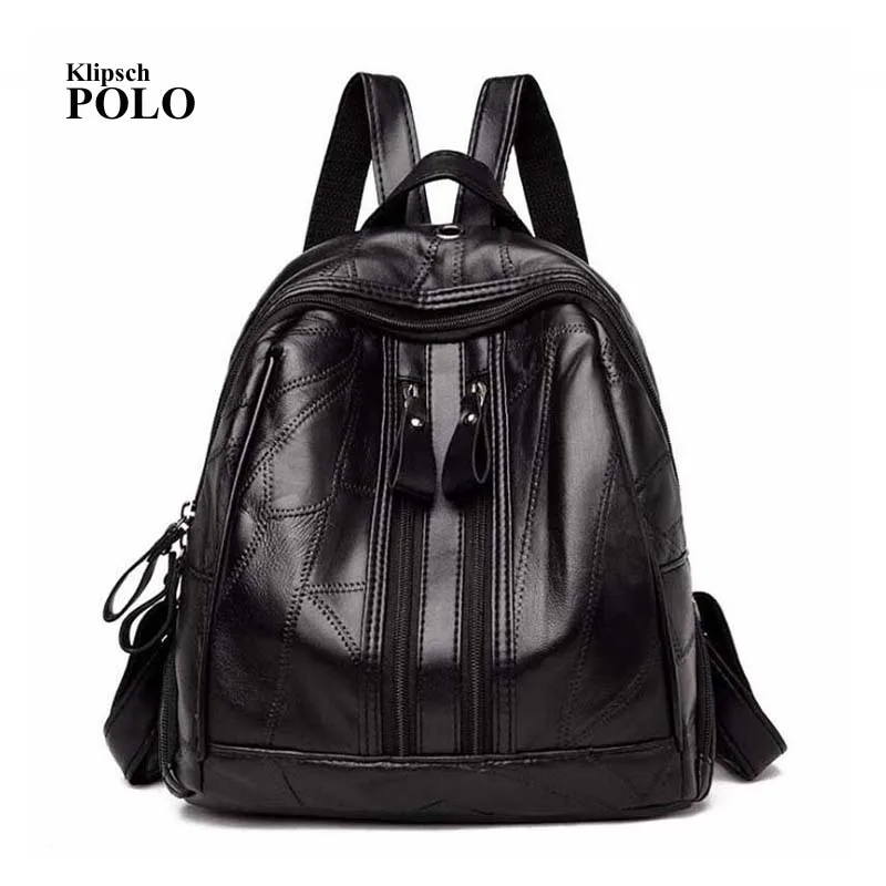 

Backpack schoolbag fashion solid bag backpacks women black pu leather women backpack schoolbag for teenagers