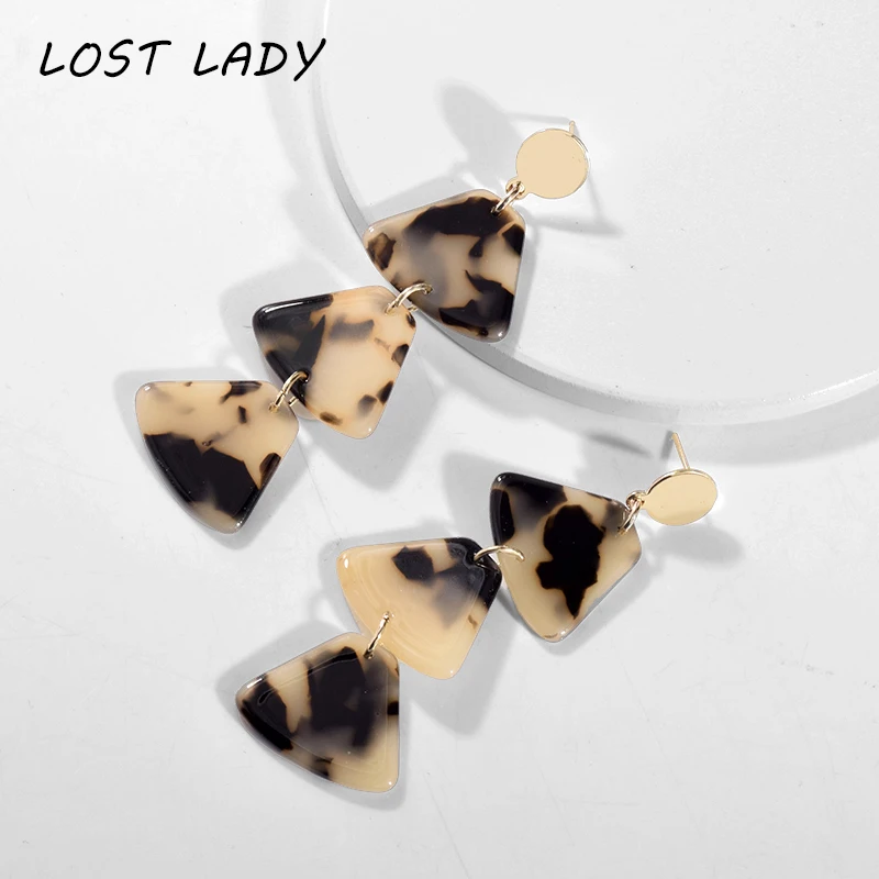 

Lost Lady Fashion Acrylic Drop Earrings For Women 2019 New Acetic Acid Long Bohemia Earrings Trendy Geometric Women Jewelry Gift