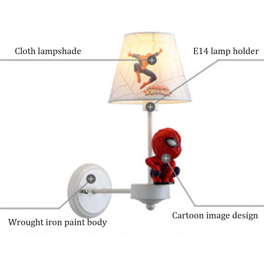 Modren Человек-паук настенная лампа для детей лампа для подсветки скандинавский светодиодный светильник настенный ночник для спальни украшение для учебы настенный светильник